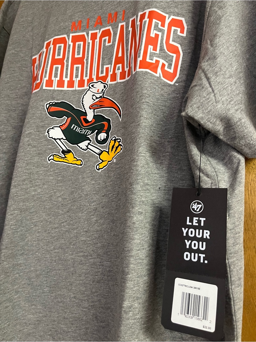 47 Miami Hurricanes Gray Tee with Orange Logo - Picture 2 of 4